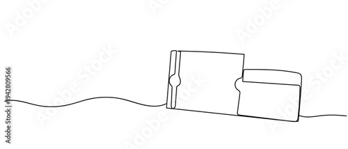 A continuous line of hotel key cards. Editable stroke.
