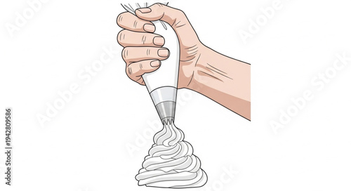 Hand Piping Icing onto Cake.