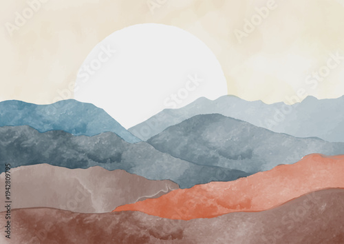 Minimal watercolour landscape background design