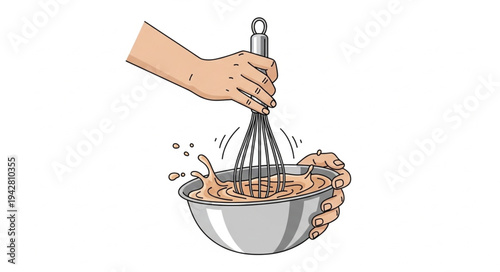 Hand Mixing Food in Bowl.