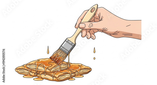 Hand Painting Honeycomb with Brush.