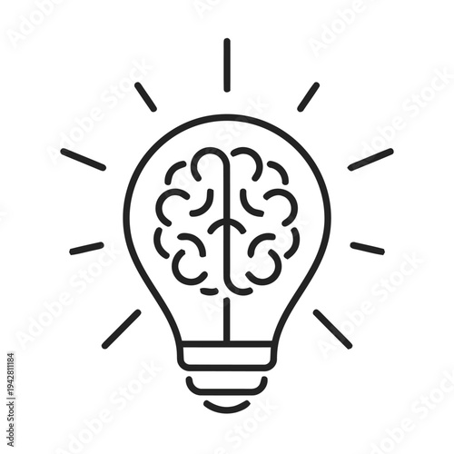 Light bulb with brain inside representing idea and innovation