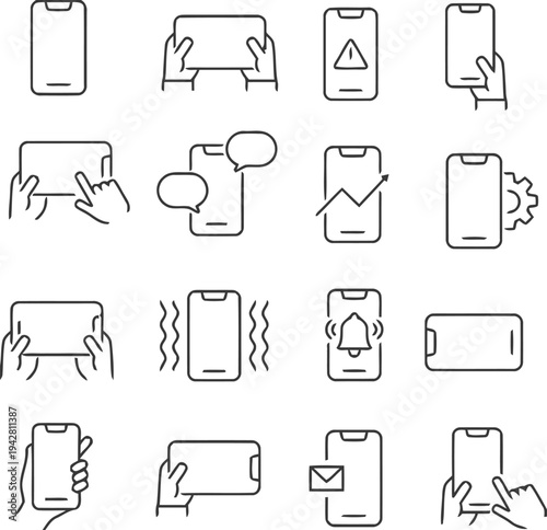 Mobile phone usage and interaction icons