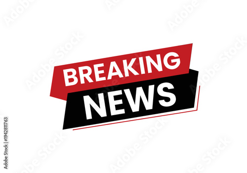 Breaking news banner with red and black colors for media and journalism