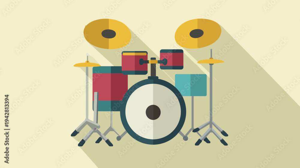 Obraz premium Flat Design Drum Kit Icon for Creative Music Projects