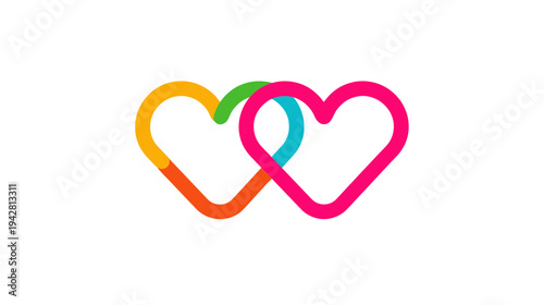 Colorful Intertwined Hearts Icon for Love and Connection