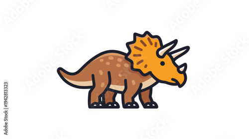 Cute Triceratops Dinosaur Icon Isolated