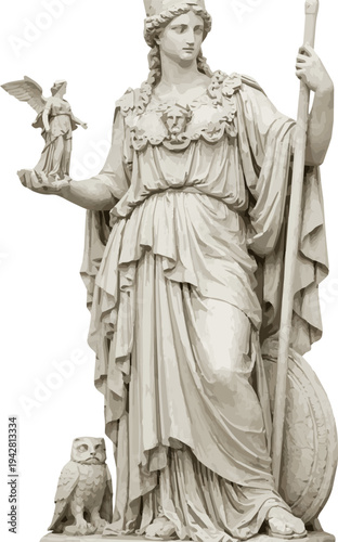 Isolated a realistic classical statue of a greek goddess figure artwork antiquity sculpture vector art with white background..