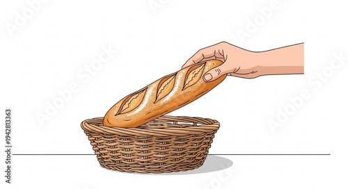 Hand Placing Loaf in Basket.