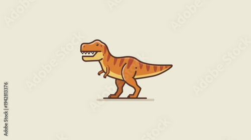 Flat Design Orange Tyrannosaurus Rex Icon