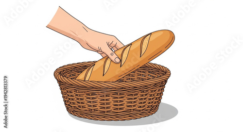 Hand Placing Loaf in Basket.