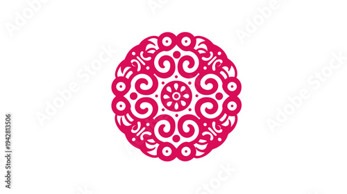 Intricate Circular Mandala Design in Bold Pink