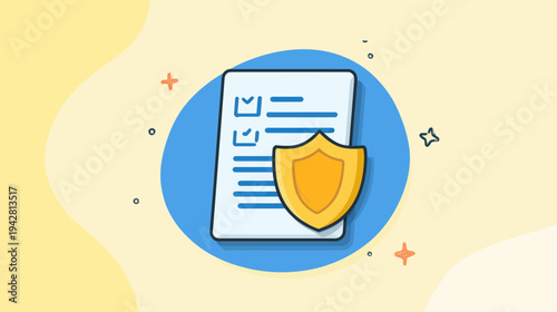 Insurance Document With Shield Icon