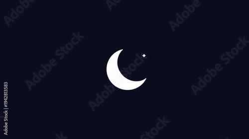Minimalist Crescent Moon and Star Icon