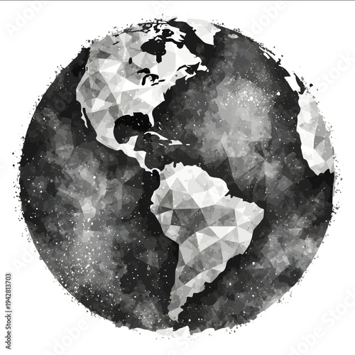 isolated clipart image of watercolor geometric mother earth vector icon monochrome simple logo for kids on a white background