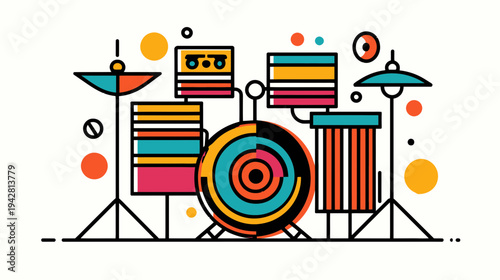Vibrant Flat Design Drum Kit Icon