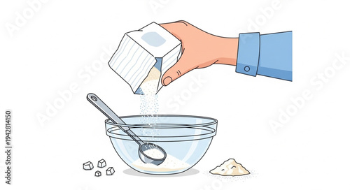 Hand Pouring Milk into Bowl.