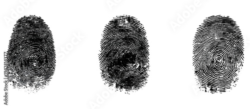 Abstract fingerprint imprint texture set. vector black grunge distressed ink evidence technology artistic dirty background design.