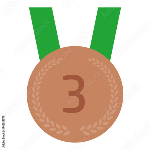 緑のリボンの銅メダル 3位ランキング フラットイラスト