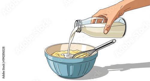Hand Pouring Water into Colander with Pasta.