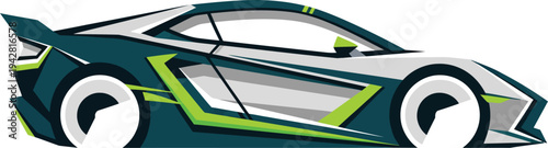 Sleek Modern Sports Car Design with Green Accents.