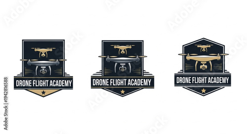 Drone Flight Academy Logo Set.
