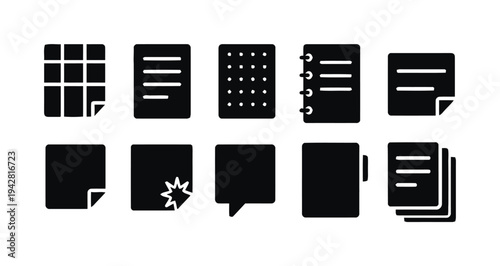 Set of document and paper icons for office and administration