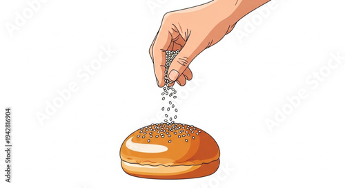 Hand Seasoning Burger with Black Pepper.