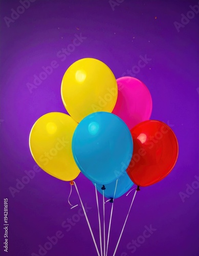  Bunch of bright balloons and space for text against color background 