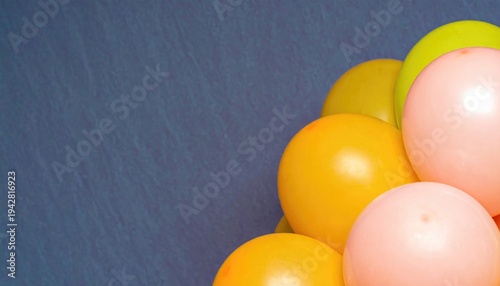  Bunch of bright balloons and space for text against color background 
