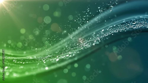 Wallpaper Mural Abstract Green and Blue Bokeh Background with Flowing Water and Light Flares. Torontodigital.ca