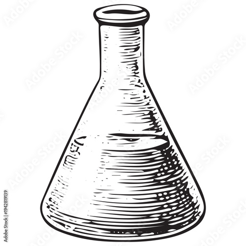 Laboratory Flask Illustration Vintage Chemistry Science Glassware Engraving Icon