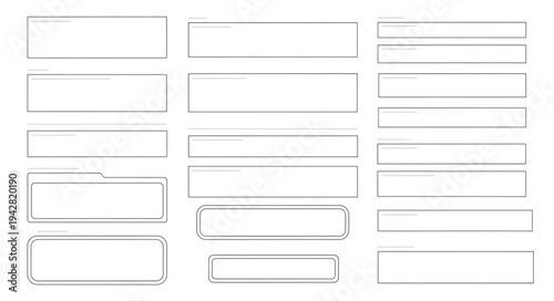 Blank forms and documents with lines and boxes for text.