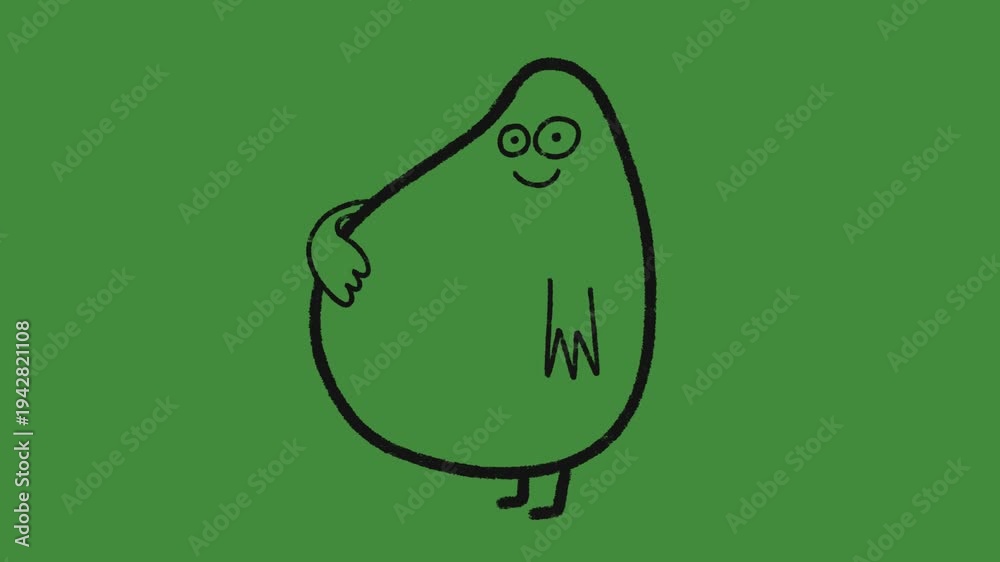 Hand-Drawn 2D Animation of Thin to Fat Character on Green Screen ...