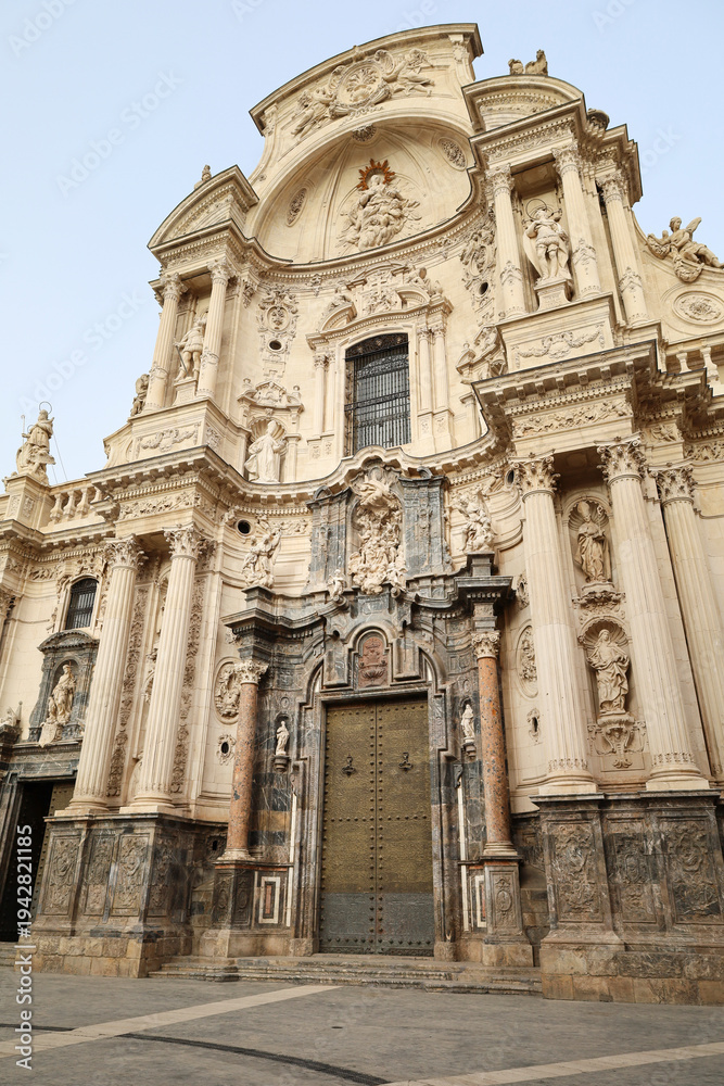 Fototapeta premium Architectural details of The Cathedral Church of Saint Mary in Murcia city