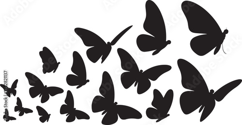 Collection of Black Butterfly Silhouettes in Various Poses