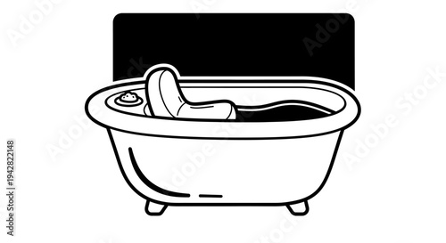 A person relaxing in bathtub water.