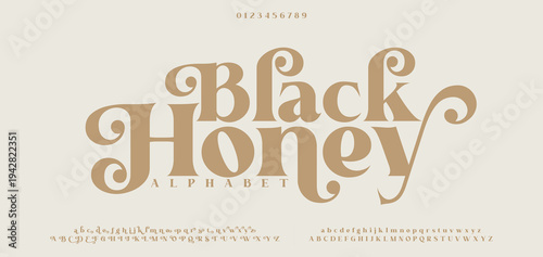 Black Honey Elegant alphabet letters font logo. Typography luxury classic lettering serif italic fonts decorative wedding vintage retro logos. vector illustration