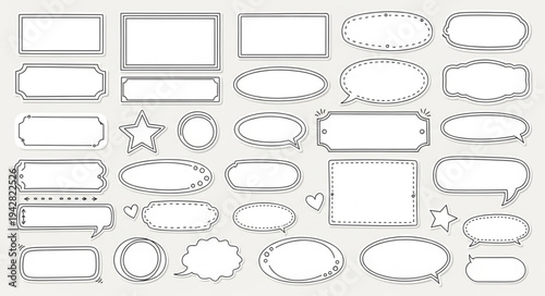 Collection of Hand Drawn Speech Bubbles and Frames.