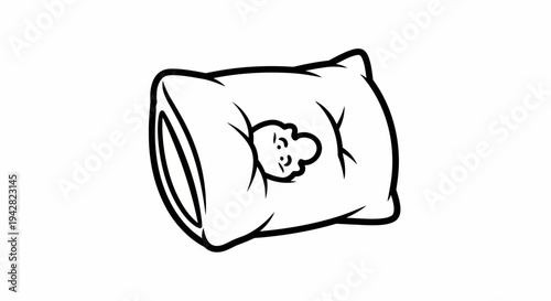 Cartoon bear sleeping in towel.