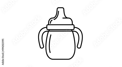 Baby bottle with handle and nipple.