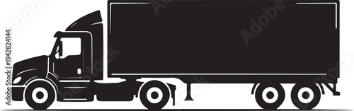 white background cargo truck black silhouette vector
