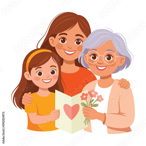 A heartwarming illustration of three generations of women celebrating love