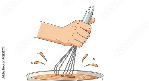 Hand Whisking Mixture in Bowl.