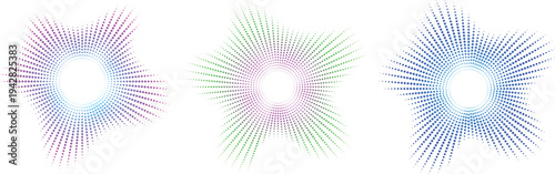 Sound equalizer icons with lines and dots. round sound wave set. frequency audio waveform. graphic design elements for music app.