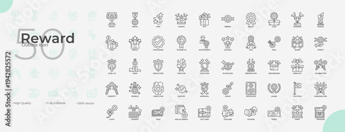 Reward Line Editable Icons set
