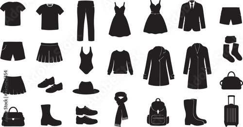 set of silhouette of traditional chinese men's clothing, traditional chinese clothing, vector, isolated on white background