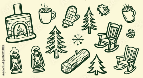 Cozy Winter Cabin Elements Collection