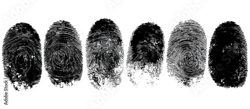 Abstract forensic grunge set fingerprint background texture. vector black grunge fingerprint distressed dirty background design element.