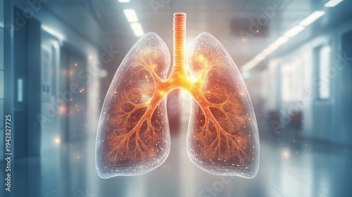 Abstract Lungs with red human bronchial tree structure. Lungs anatomy,left and right bronchus, bronchioles,Medicine cure tuberculosis, pneumonia, asthma. Abstract health care medical concept.